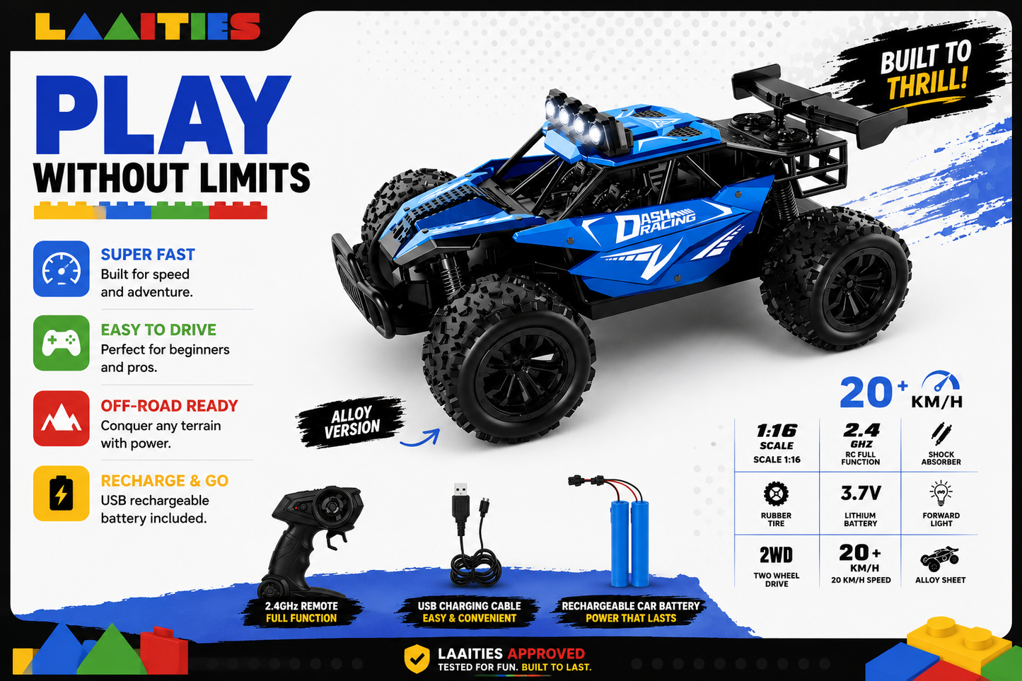 High-Speed Off-Road RC Drift Car | Rechargeable 2.4GHz Remote Control Buggy